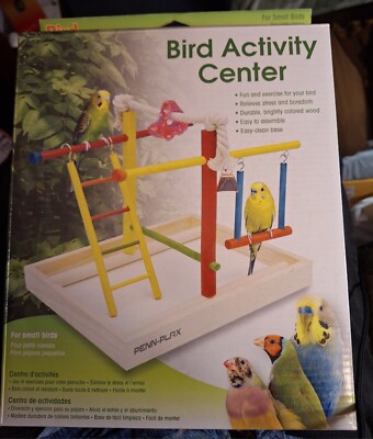 Bird PlayGymParrotPerchStand Bird Activity Center Wooden Playpen Toy 9''Dx11''x10H