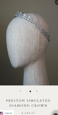 Eden luxe bridal Preston simulated diamond crown tiara Bridal Crown Wedding Tiara PRESTON | EDEN LUXE Bridal main image 3