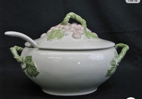 Early Vintage Fitz And Floyd Grape Tureen With Ladle 3 Wt Capacity - Picture 7 of 8
