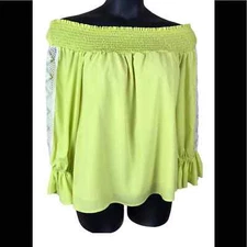 VAVA by Joy Han Yellow Off the Shoulder Top Sz Lg