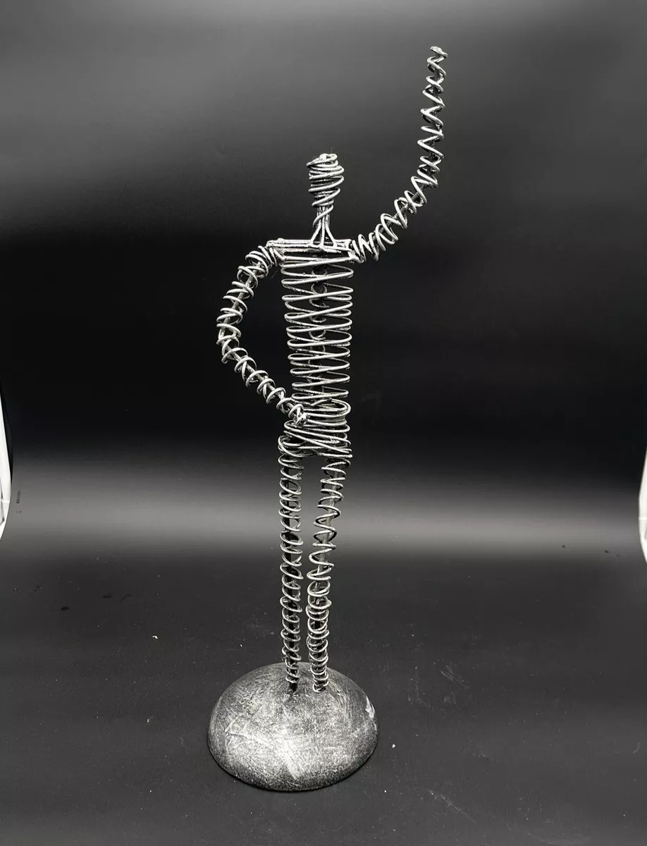 Vtg Brutalist Art Twisted Metal Wire Sculpture Statue Man Human