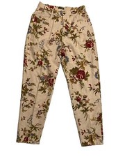 Lizwear Liz Claiborne Linen Cotton Floral Pleated Pants Size 12