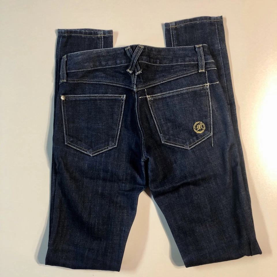 Pantalones de mezclilla MORPHINE GENERATION TALLA 25 algodón elástico ajustados lavado oscuro hechos en EE. UU. Foto 4 de 4