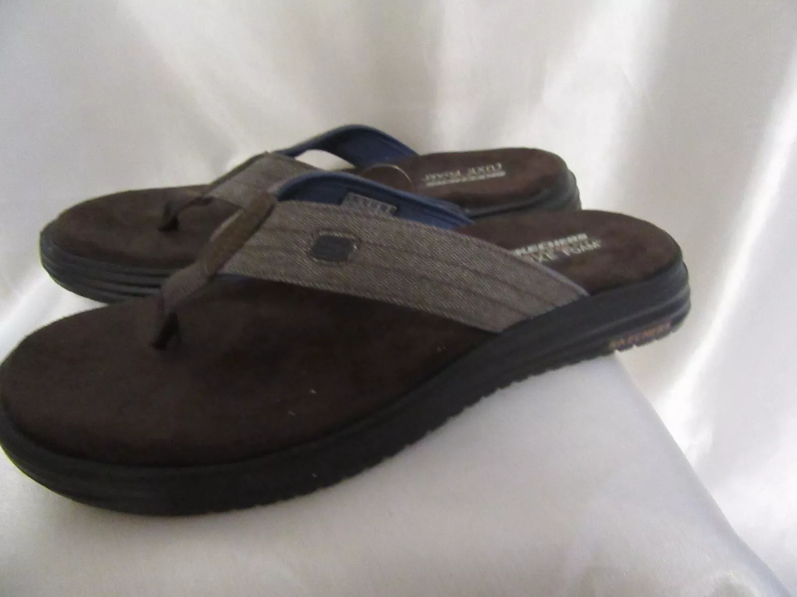 TONGS HOMME SKECHERS COUPE DÉCONTRACTÉE LUXE MOUSSE TAILLE 12 M MARRON NEUF #204576