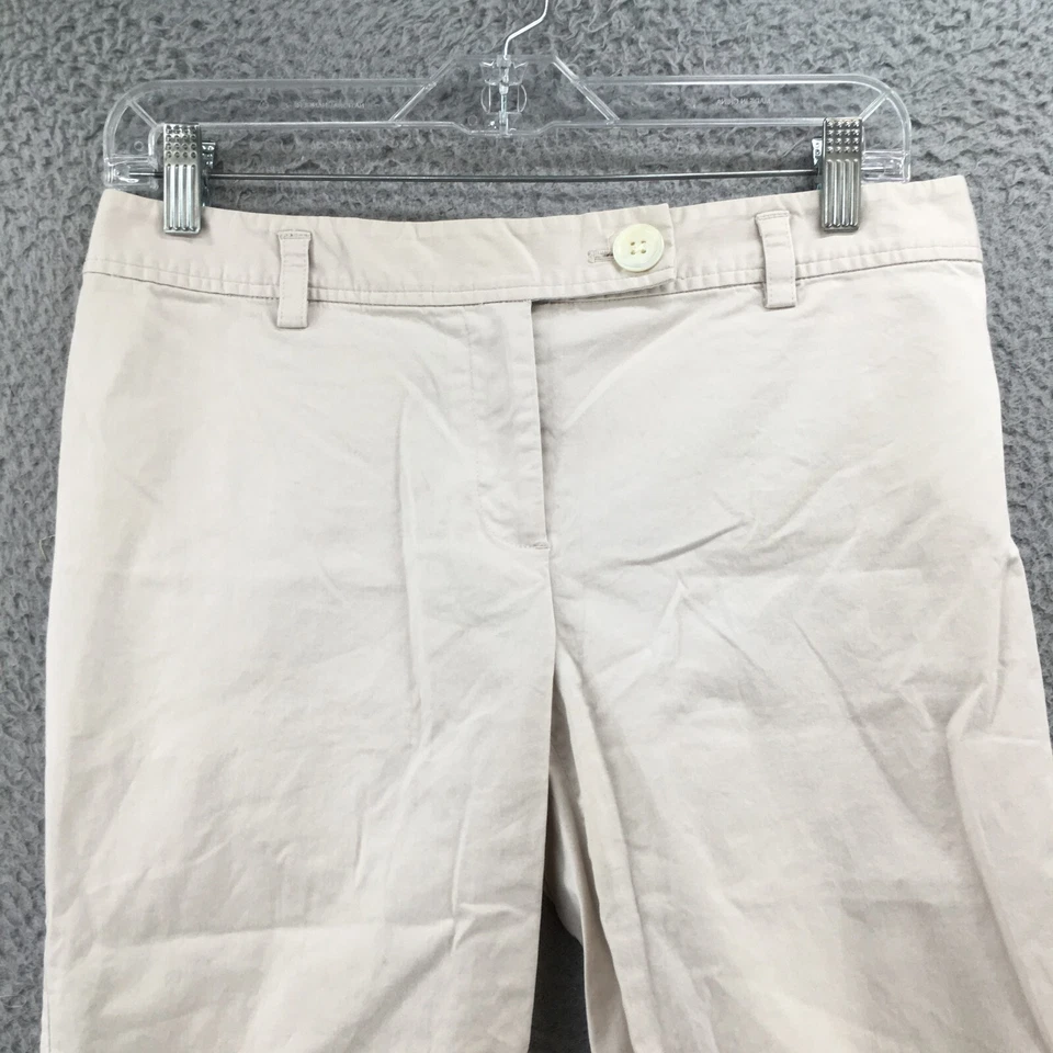 Pantalones de pierna ancha Ann Taylor para mujer 8P (30x21 real) beige mezcla de algodón tiro medio Foto 2 de 4