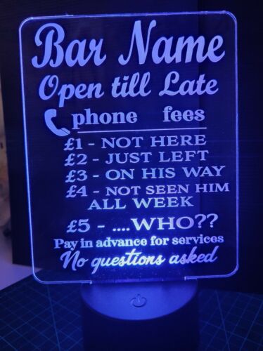 LED Bar Schild offen personalisiert mit Ihrem Leuchtbar Namen Höhle oder Kneipe - Bild 5 von 7