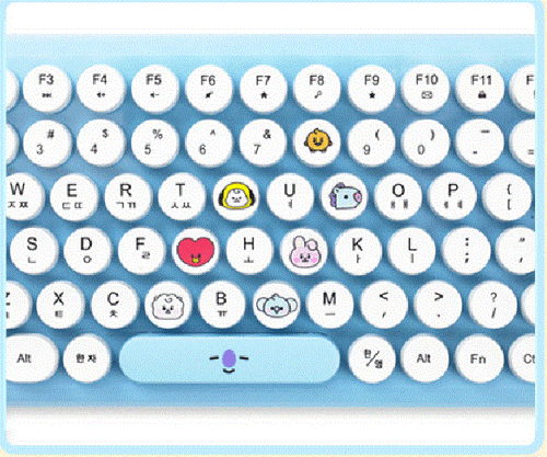 [BTS] BT21 Retro Wireless Keyboard with Character figure Keycap Royche Keyboard - Picture 4 of 16