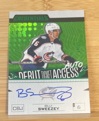 Billy Sweezey 2023-24UD Credentials Debut Ticket Access Green Rookie Auto 24/25