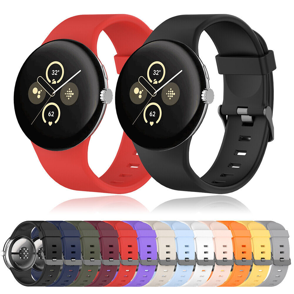 For Google Pixel Watch 3 45mm Silicone Rubber Sport Band Wrist Strap Replacement