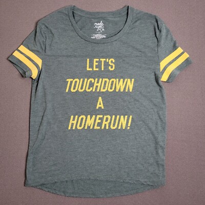 Womens Short Waisted Made Right T-Shirt Sz XL Sports Puns Football Baseball Tee