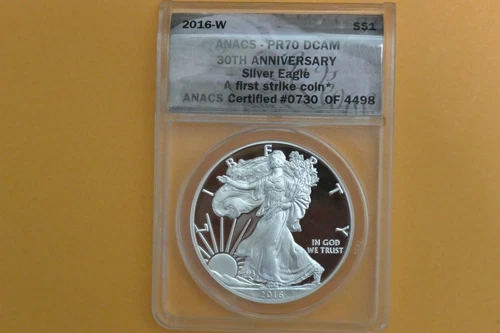 2016-W $1 American Silver Eagle ANACS PR70 DCAM FIRST STRIKE