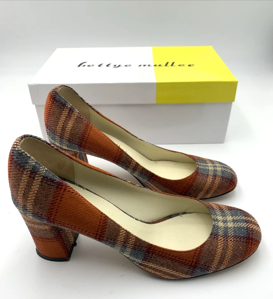 Bettye Muller красный клетку круглый носок каблуки размер 39 / 8,5 - Изображение 4 из 4