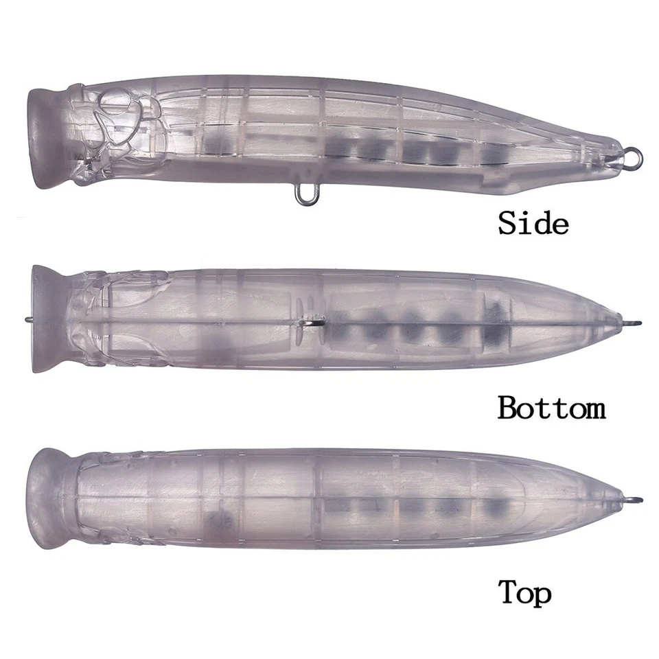 5PCS 15.5cm 52.5g Topwater Rattle Popper Unpainted Bait Blank Fishing Lure model - Image 3 of 4
