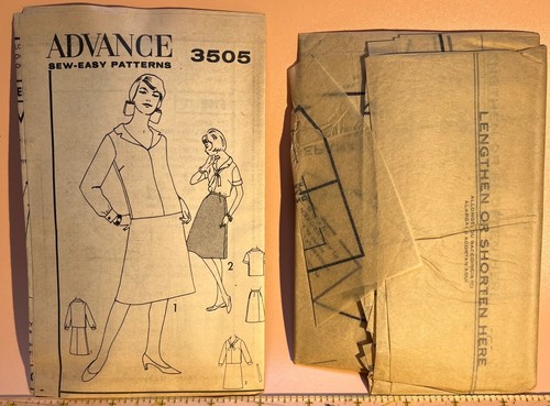 Rare 1964 Vintage ADVANCE Pattern #3505 Blouse & Skirt Plus Size 16 UC FF - Picture 5 of 5