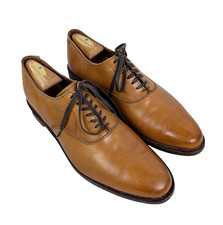 ALLEN EDMONDS Carlyle Plain Toe Shoes Sz 8.5 D Walnut Brown Tan Leather USA Made