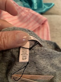 VICTORIA'S SECRET GRAY LONG SLEEVE TOPPINK STRIPED PANT PAJAMA SET Sz S NEW TAGS