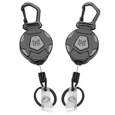 Steel Retractable Cord Keychain Anti Theft ID Badge Holder Reel Carabiner 1 pc 