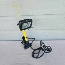 Hanging Work Light Halogen Clamp Corded Black Yellow Garage 150 W