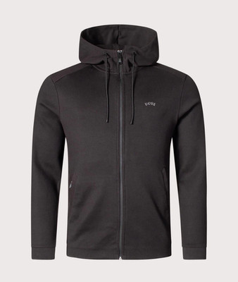 Hoodie Herren BOSS Trainingsjacke schwarz Full Zip mit Logo - Saggy Curved Größe XXL