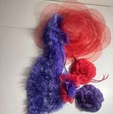 Collection Of Red Hat Society  1 Hat, 2 Boa’s, 2 Hair Clips & Hat Bow