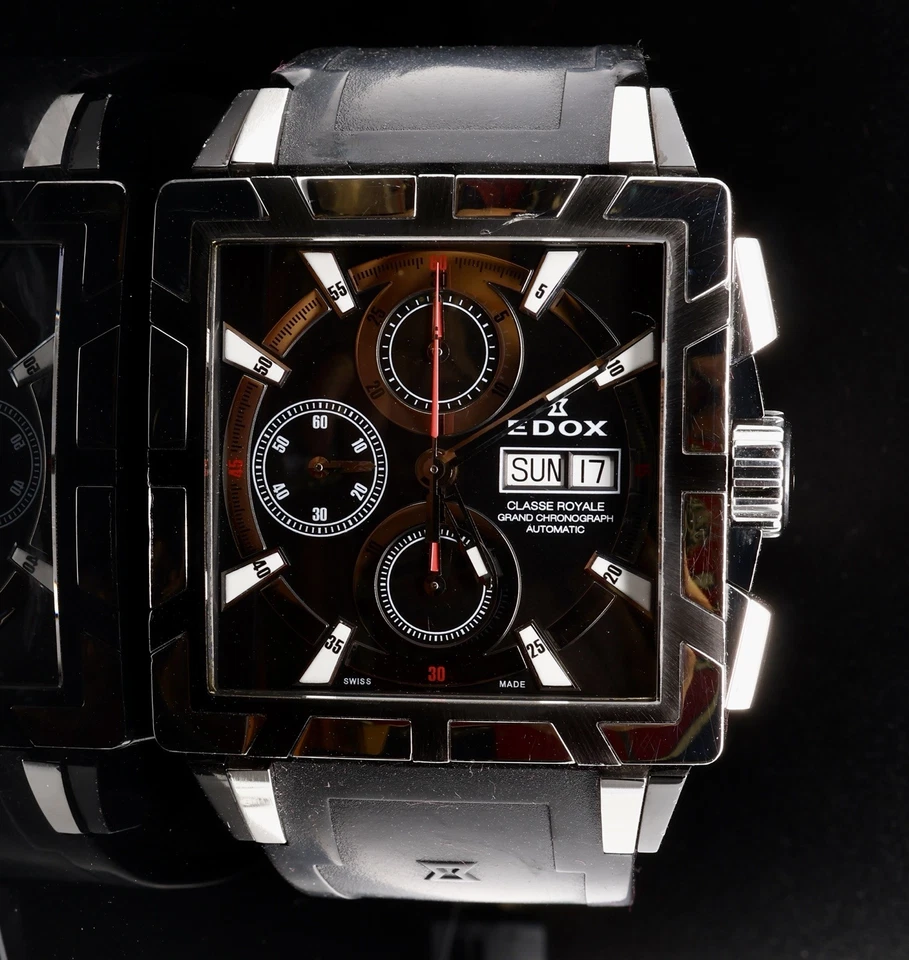 Reloj Edox Classe Royale Grand Cronógrafo 40mm ref 01105 Funciona Bien - ¡Sin Res! Foto 2 de 4