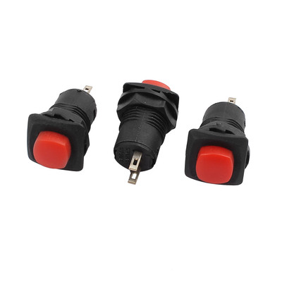 3Pcs AC125V 3A 250V 1.5A SPST 11mm Mount Dia Red Cap Latching Push Button Switch