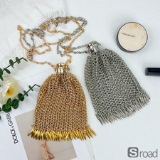 Gold Silver Metal Mesh Evening Bag Handwoven Clutch Purse For Phone Party Prom