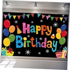 Happy Birthday Banner Backdrop Colorful Party Decor Large Yard Sign 7x5ft