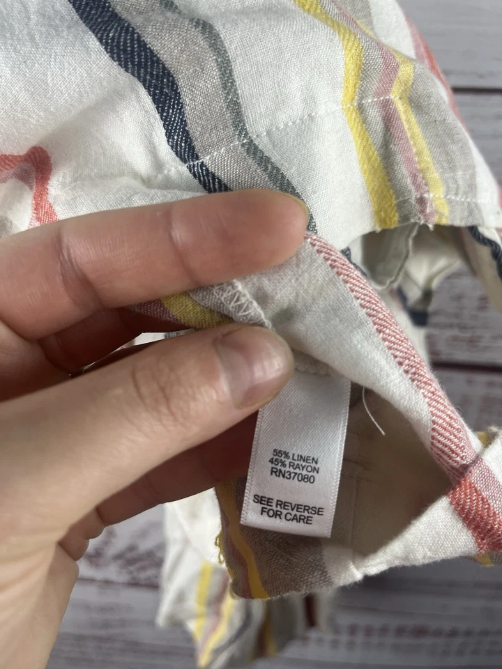 C Est. Chaqueta para mujer 1946 boho con cremallera mezcla de lino plus 22/24 W rayas coloridas Foto 4 de 4