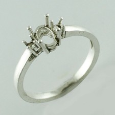 6x4MM Oval Semi Mount Three Stone Setting Ring 925 Sterling Silver For Women