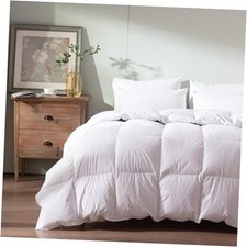 Feather Down Comforter Queen Size,Hotel Style Queen 90x90inches Solid White