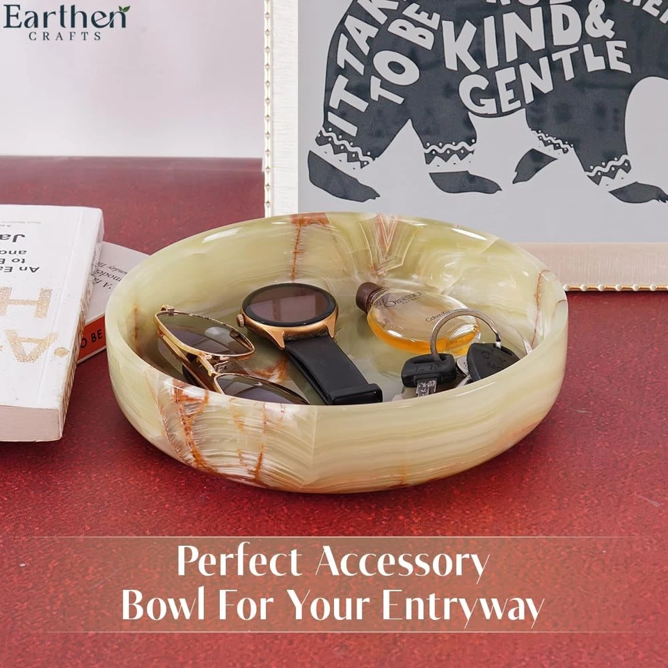 Frutero de piedra natural de ónix verde de 8 pulgadas de mármol para cocina... Foto 3 de 4