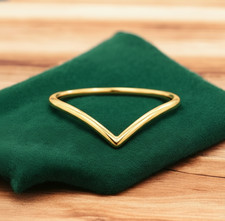 925 Silver V-Shaped Ring Simple Chevron Stacking Band Minimalist Ring for Her