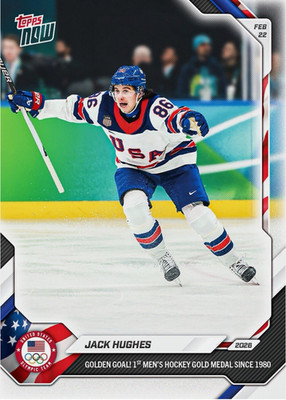 PRESALE Jack Hughes 2026 Olympics Topps Now Card 18 Hockey OT GOAL For GOLD