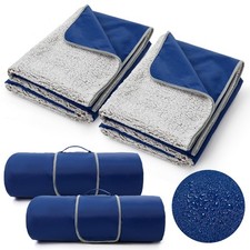 2 Pcs Large Waterproof Outdoor Blanket with Sherpa Lining 59'' x 79'' Windpro...