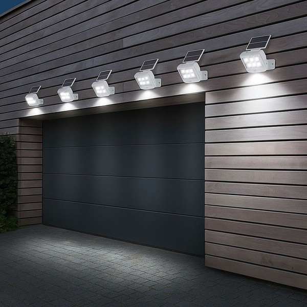 Solarlampe Wandleuchte Wandlampe Bewegungsmelder Strahler Verstellbar Led 6X-image