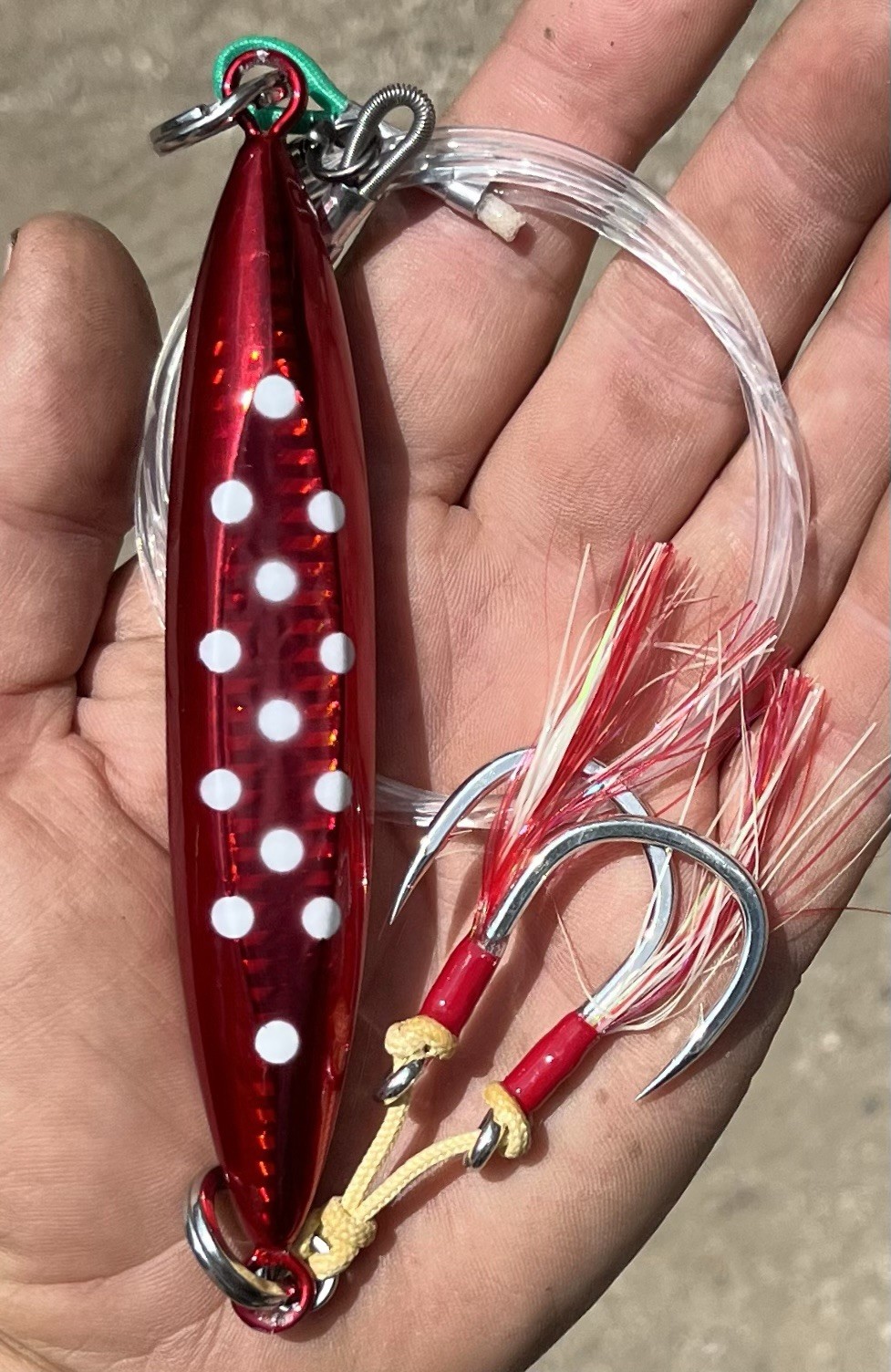 300g  Heavy  Jig BLUEFIN  TUNA Bomb JIG- Best  Red BKK Glow Fully Rigged Glow