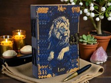 Handmade Leo Zodiac Leather Journal Lion Astrology Notebook