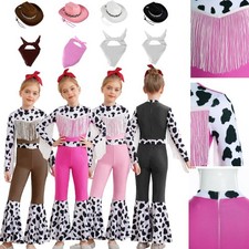 Kids Girls Outfits With Hat Set Movie Costume Themed Long Sleeve Disco Dance