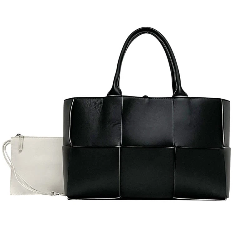 Bottega Veneta The Arco Tote Small Black Maxi Intrecciato Tote Bag 652867 with