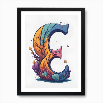 Bunter Buchstabe E Illustration 101 gerahmtes Wandbild Poster Leinwanddruck Bild