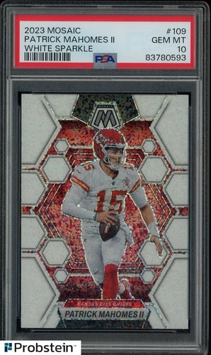 2023 Panini Mosaic White Sparkle Prizm #109 Patrick Mahomes II Chiefs SSP PSA 10