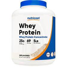 Nutricost Unflavored Whey Protein Concentrate 5LB Gluten Free Supplement FREESHI 14.00 per gallon