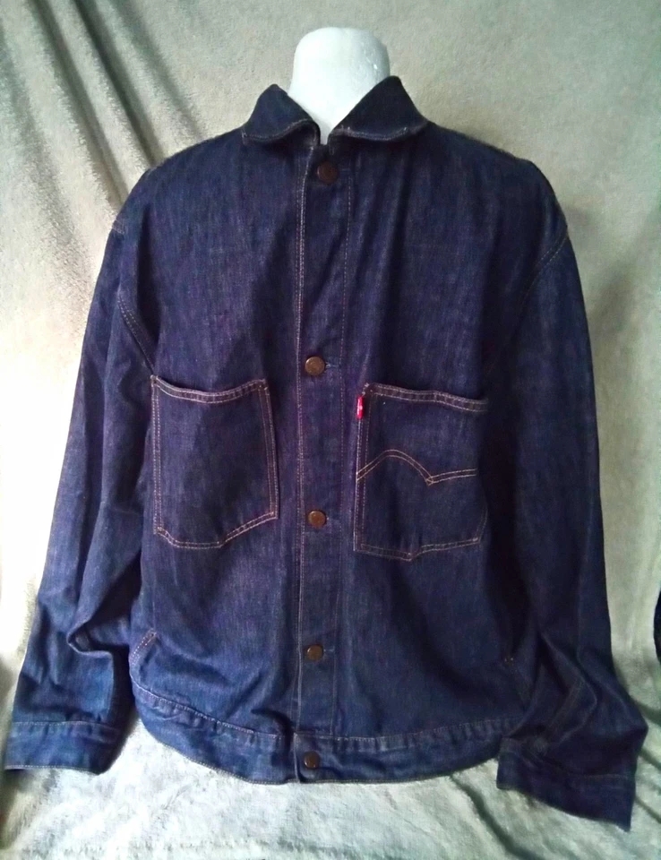 Levi Strauss & Co. Men's Blue Denim Trucker Jacket 70511 Button Logo Pockets M, photo 1 of 4