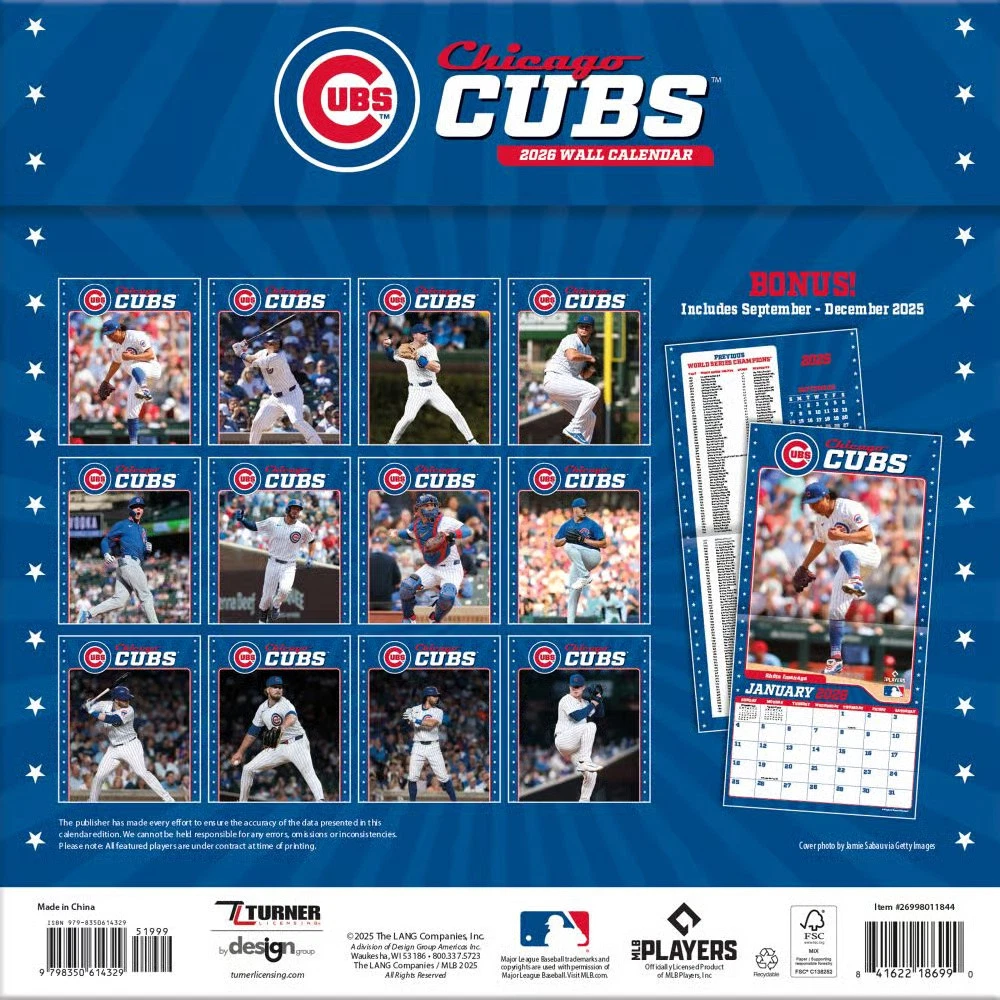 Chicago Cubs 2026 Wall Calendar
