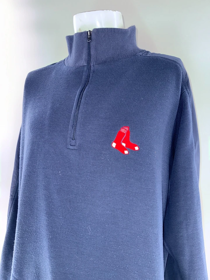 Antigua Boston Red Sox 1/4 Zip Pullover Men XL Navy Blue Cotton Poly YGI J5-13 - Image 3 of 4