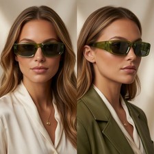 Retro Trendy Rectangle Women Thick Square Glasses Driving Outdoor Shades Luxury