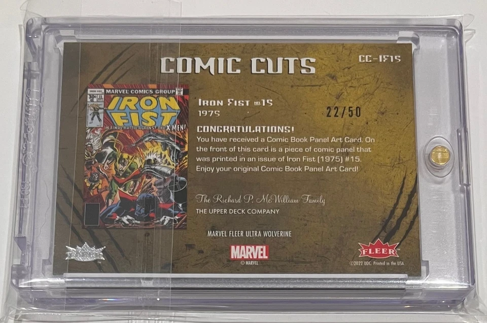 MARVEL COMIC CUT - 2022 FLEER ULTRA WOLVERINE - CC-IF15 - 22/50 - IRON FIST #15 - Image 4 of 4