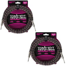 Ernie Ball Braided Instrument Cable Set Straight/Straight Lenght 18ft in Purp...