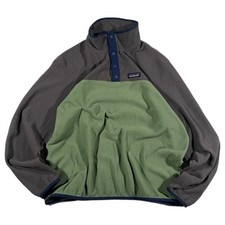 Patagonia Fleece Kid's Breathable Pullover Hiking Jacket Olive Green Large